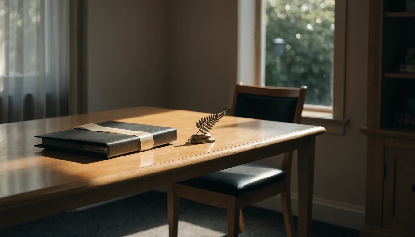 Empty official office desk awaiting a licensing decision